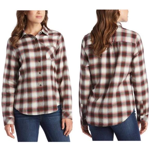 Pendleton Women's Boyfriend Doublebrushed Flannel Button Down Shirt Brown Sz M - Picture 1 of 11